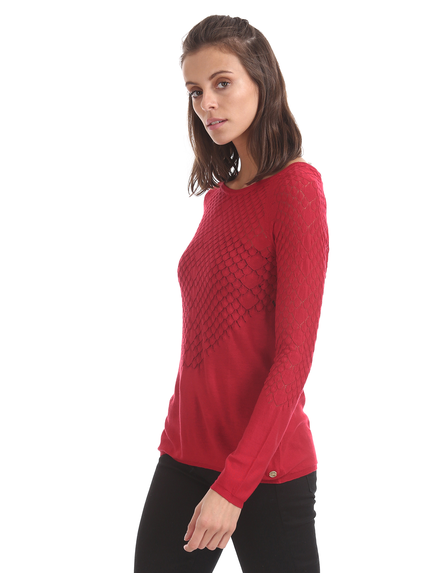U.S. Polo Assn. Women Casual Wear Self Design Top
